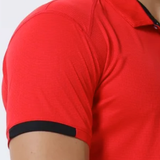 polo de golf homme rouge epaule