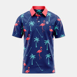polo de golf manches courtes flamand rose 1 face