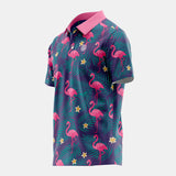 polo de golf manches courtes flamand rose face 34