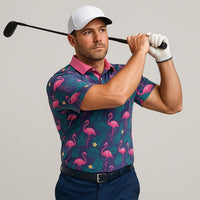 polo de golf manches courtes flamand rose homme club