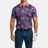 polo de golf manches courtes flamand rose homme